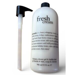 Philosophy Fresh Cream Shampoo Shower Gel Bubble Bath 32 fl oz Pump Included